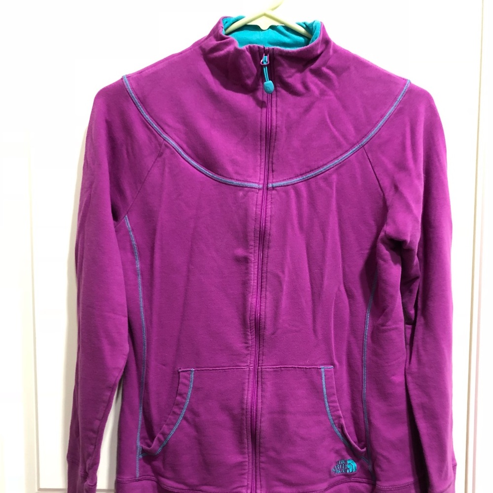 North Face purple and teal zip jacket size medium
